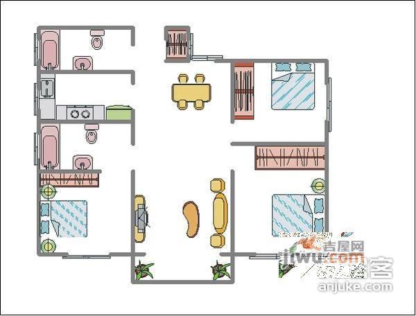 馨虹苑3室2厅2卫140㎡户型图