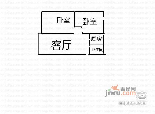 紫竹新苑2室1厅1卫77㎡户型图