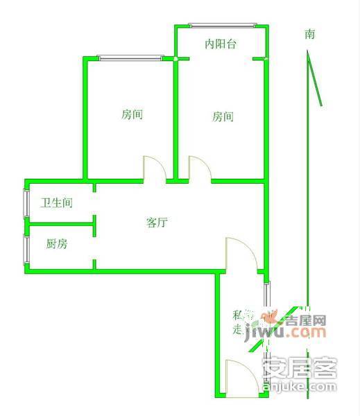 西渡大桥公寓3室1厅1卫88㎡户型图