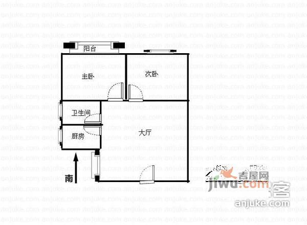 水帘洞新村2室1厅1卫71㎡户型图