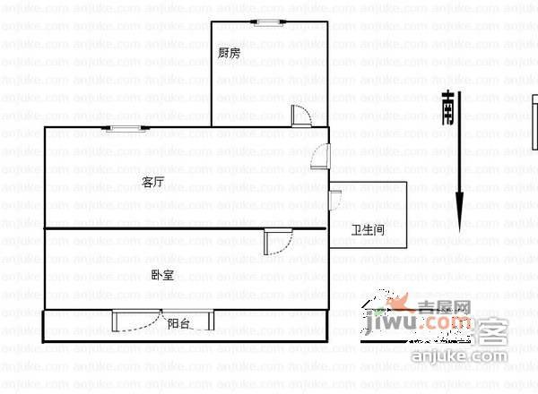 鸿吉苑1室1厅1卫50㎡户型图