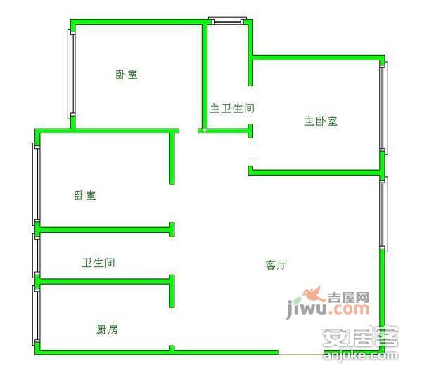 文怡花园3室1厅1卫111㎡户型图