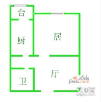 巨龙台湾城1室1厅1卫50㎡户型图
