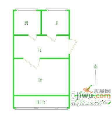 巨龙台湾城1室1厅1卫50㎡户型图