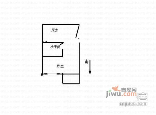 巨龙台湾城1室0厅1卫30㎡户型图