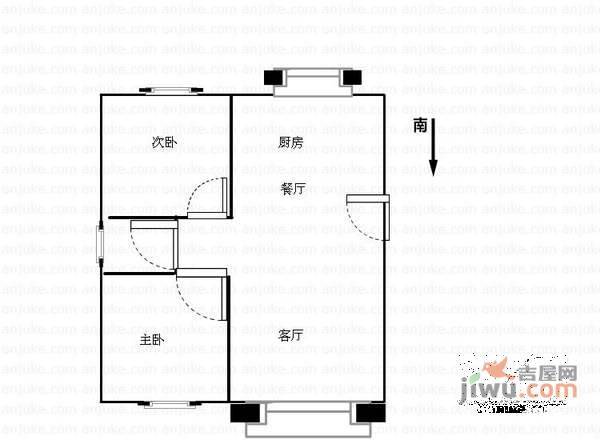巨龙台湾城2室2厅1卫85㎡户型图