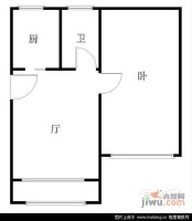 绿地智尊1室1厅1卫44㎡户型图