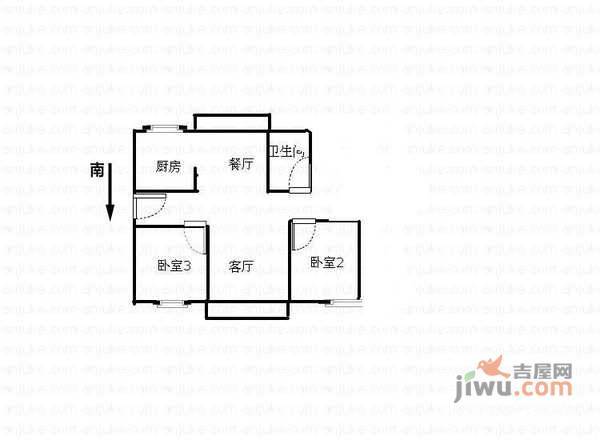 育秀西区2室2厅1卫97㎡户型图