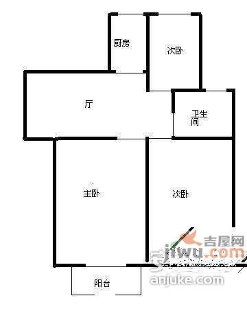 曙光小区3室1厅1卫90㎡户型图