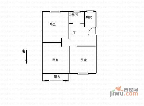 运河新村3室1厅1卫户型图