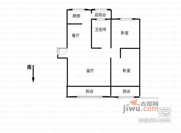 奉浦苑2室2厅1卫96㎡户型图