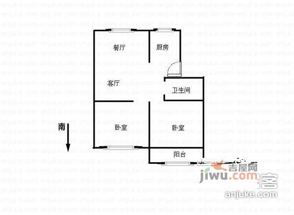 贝港北区2室2厅1卫89㎡户型图