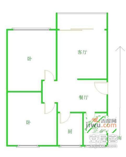 海岸景苑2室2厅1卫107㎡户型图