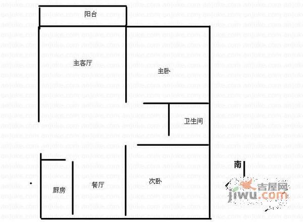 金水苑2室1厅1卫74㎡户型图