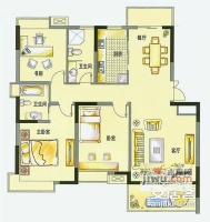 北虹公寓3室2厅2卫138㎡户型图