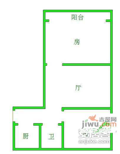 虹园一村2室1厅1卫82㎡户型图