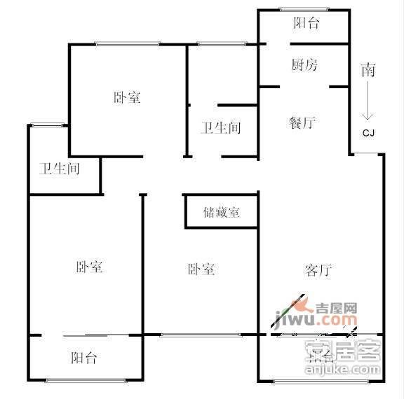 铭晖西郊苑3室2厅2卫160㎡户型图