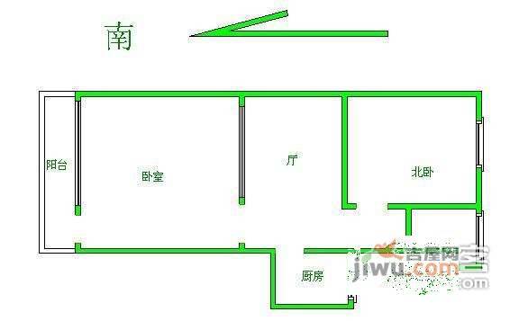 仙二小区2室1厅1卫58㎡户型图