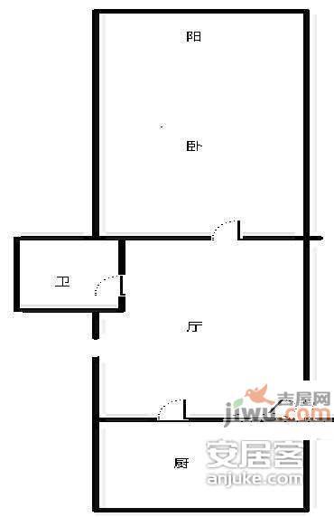 虹旭二小区1室1厅1卫48㎡户型图