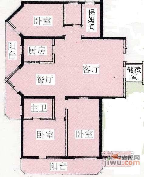 长福公寓4室2厅2卫172㎡户型图