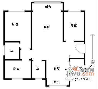 协虹苑3室2厅2卫117㎡户型图