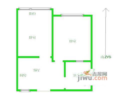 仙逸小区2室1厅1卫65㎡户型图