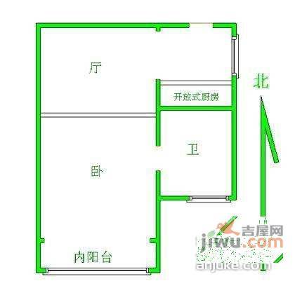 天山公寓1室1厅1卫45㎡户型图