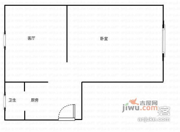 新华路公房1室1厅1卫40㎡户型图