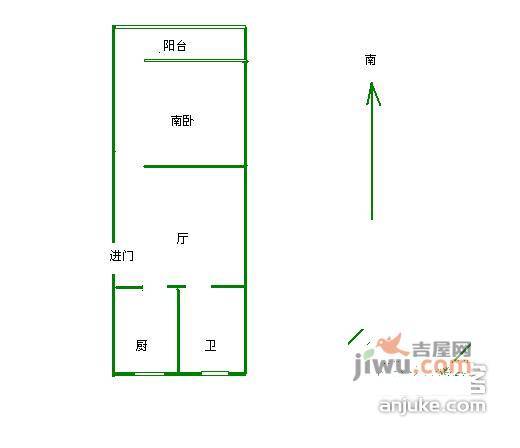 杨宅小区1室1厅1卫47㎡户型图