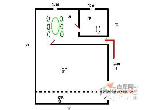 安顺路231弄小区1室1厅1卫43㎡户型图