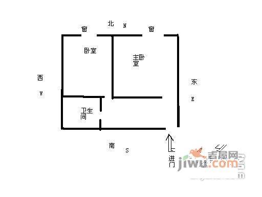 安顺路231弄小区2室1厅1卫51㎡户型图