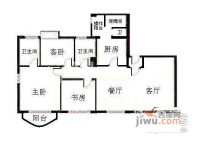 长宁华山花园3室2厅2卫130㎡户型图