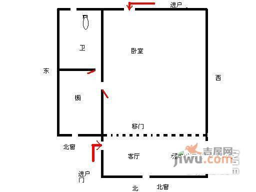 西镇小区1室1厅1卫38㎡户型图