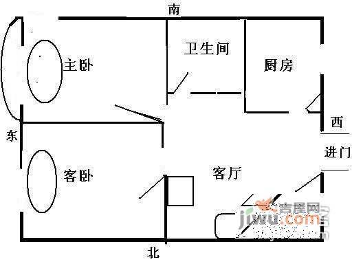 海富公寓2室1厅1卫92㎡户型图