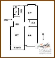愚园书香公寓2室2厅2卫户型图