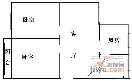 上航新村2室1厅1卫73㎡户型图