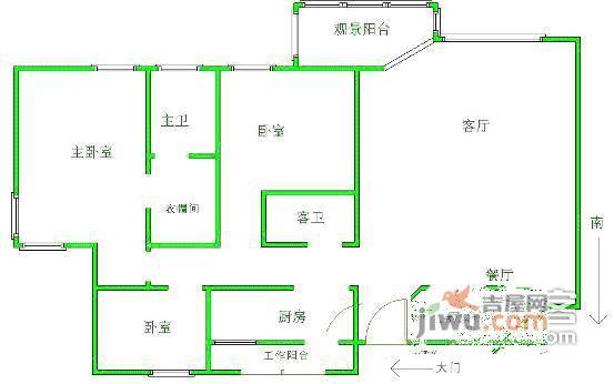 龙柏花苑3室2厅2卫户型图