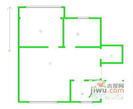 虹梅花苑2室0厅1卫60㎡户型图