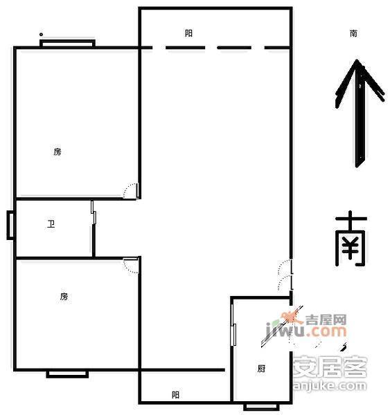 虹梅花苑2室2厅1卫90㎡户型图