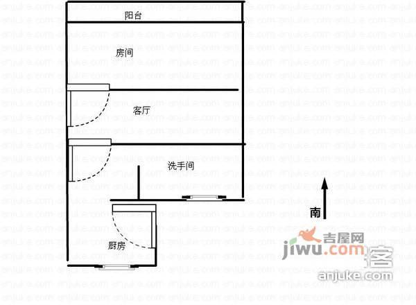 虹梅花苑1室1厅1卫45㎡户型图