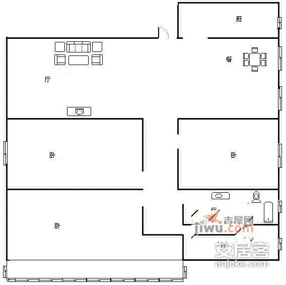 天城花苑3室2厅2卫148㎡户型图