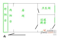 民心小区1室0厅1卫32㎡户型图