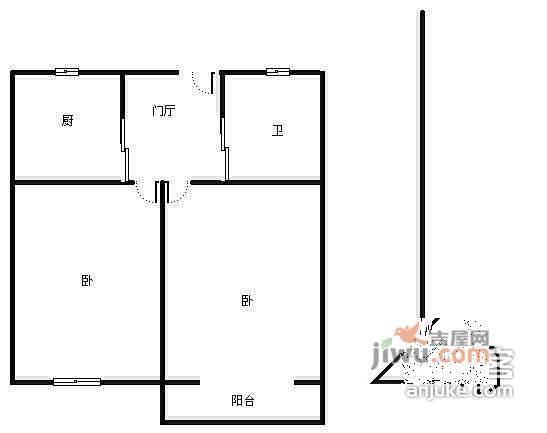 民心小区2室0厅1卫55㎡户型图