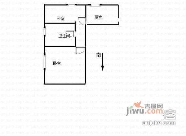 三泾小区2室0厅1卫50㎡户型图