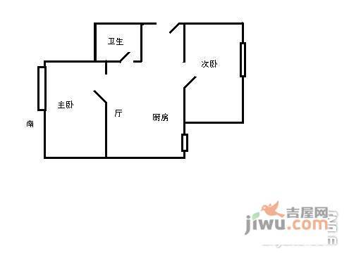 长原小区2室1厅1卫61㎡户型图