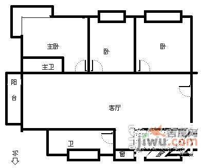 怡峰园3室2厅2卫156㎡户型图