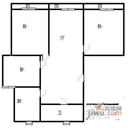 古城公寓3室2厅1卫户型图