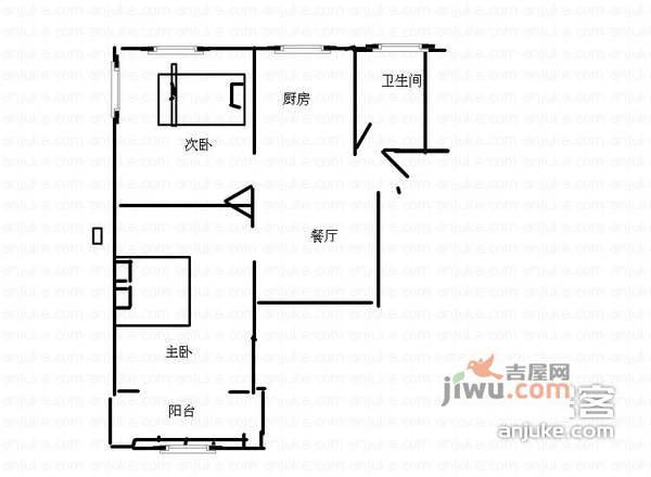 虹一小区2室0厅1卫48㎡户型图