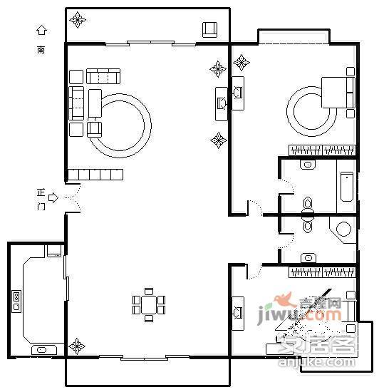 长发虹桥公寓2室2厅2卫117㎡户型图