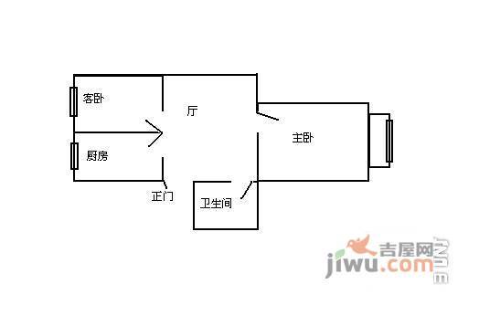 宝山五村1室1厅1卫40㎡户型图